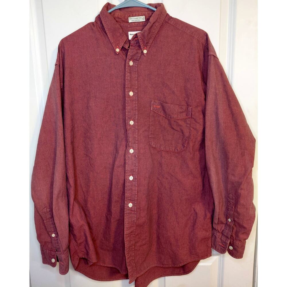 VTG Abercrombie & Fitch Button Down Shirt Red Heather Cotton 90s Large Gorpcore